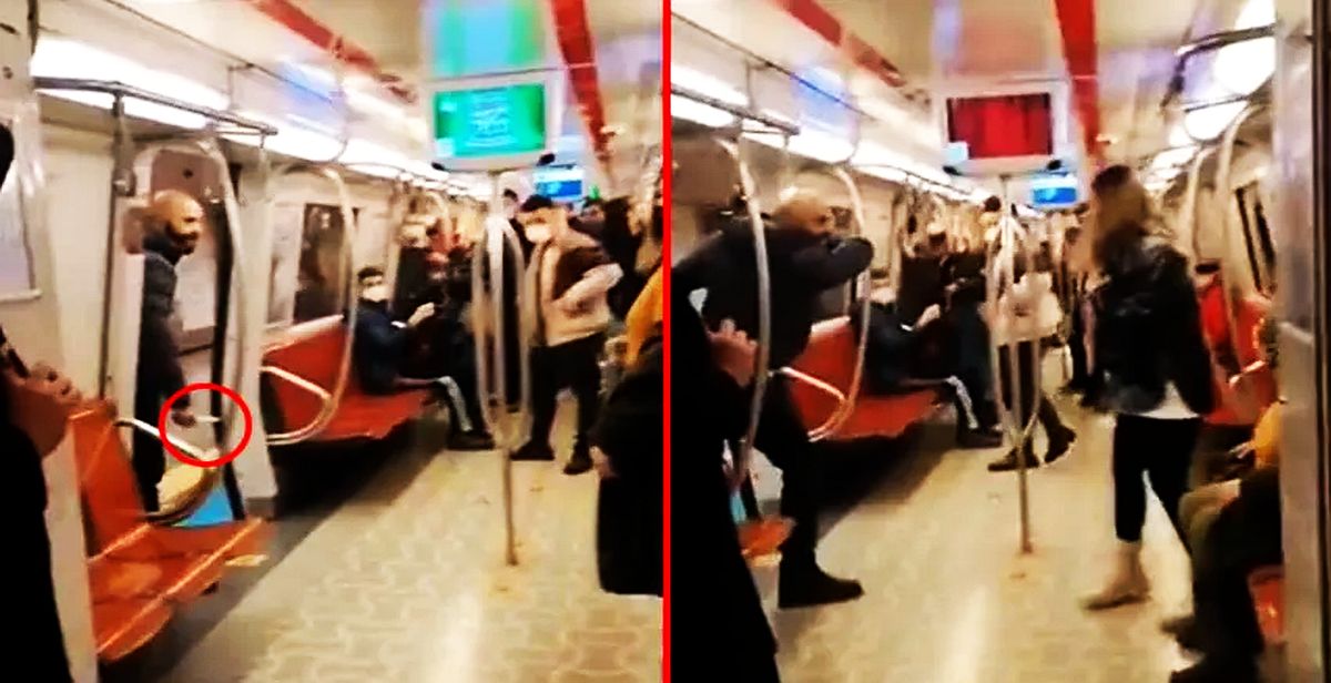 İstanbul Metro'sunda dehşet anları! Kadın yolcuya küfürler savurup bıçakla saldırdı!