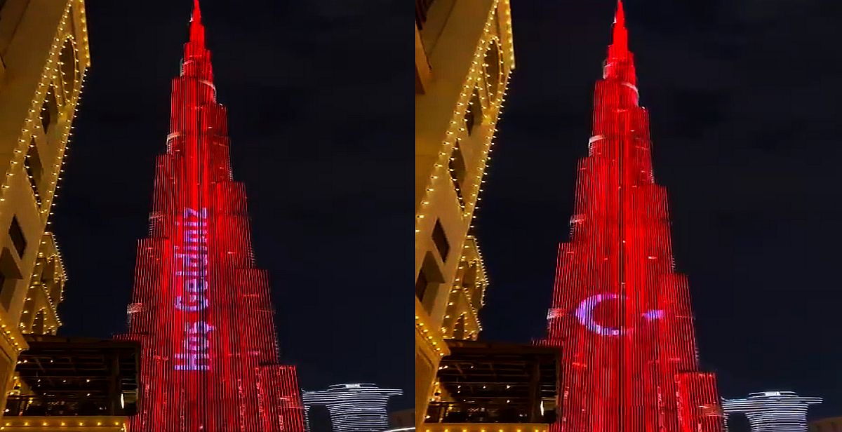 Cumhurbaşkanı Erdoğan'ın BAE ziyareti öncesi: 'Burj Khalifa'ya, Türk bayrağı yansıtıldı!'