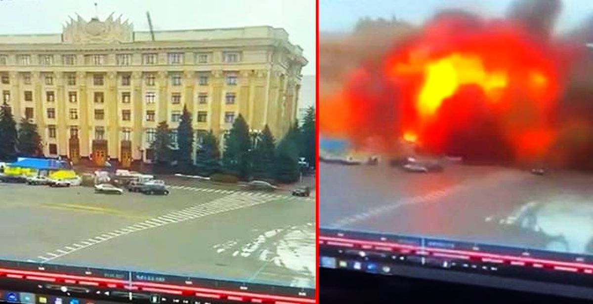 Harkiv'e roketli saldırı... Rus ordusu, Harkov'da belediye binasını havaya uçurdu...